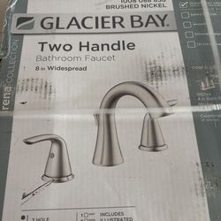Glacier Bay brass nickel to handle bathroom faucet 8 inch widespread