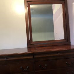 Red Wood Dresser with mirror