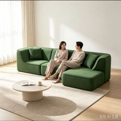 110-inch L-shaped modular sectional sofa, green