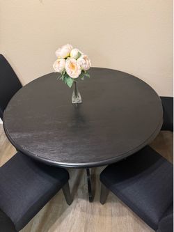 Round Black Dining Table (Table Only) – Seats 4