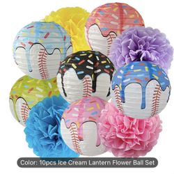 Baseball Ice Cream 10 Pieces Party Decorations 