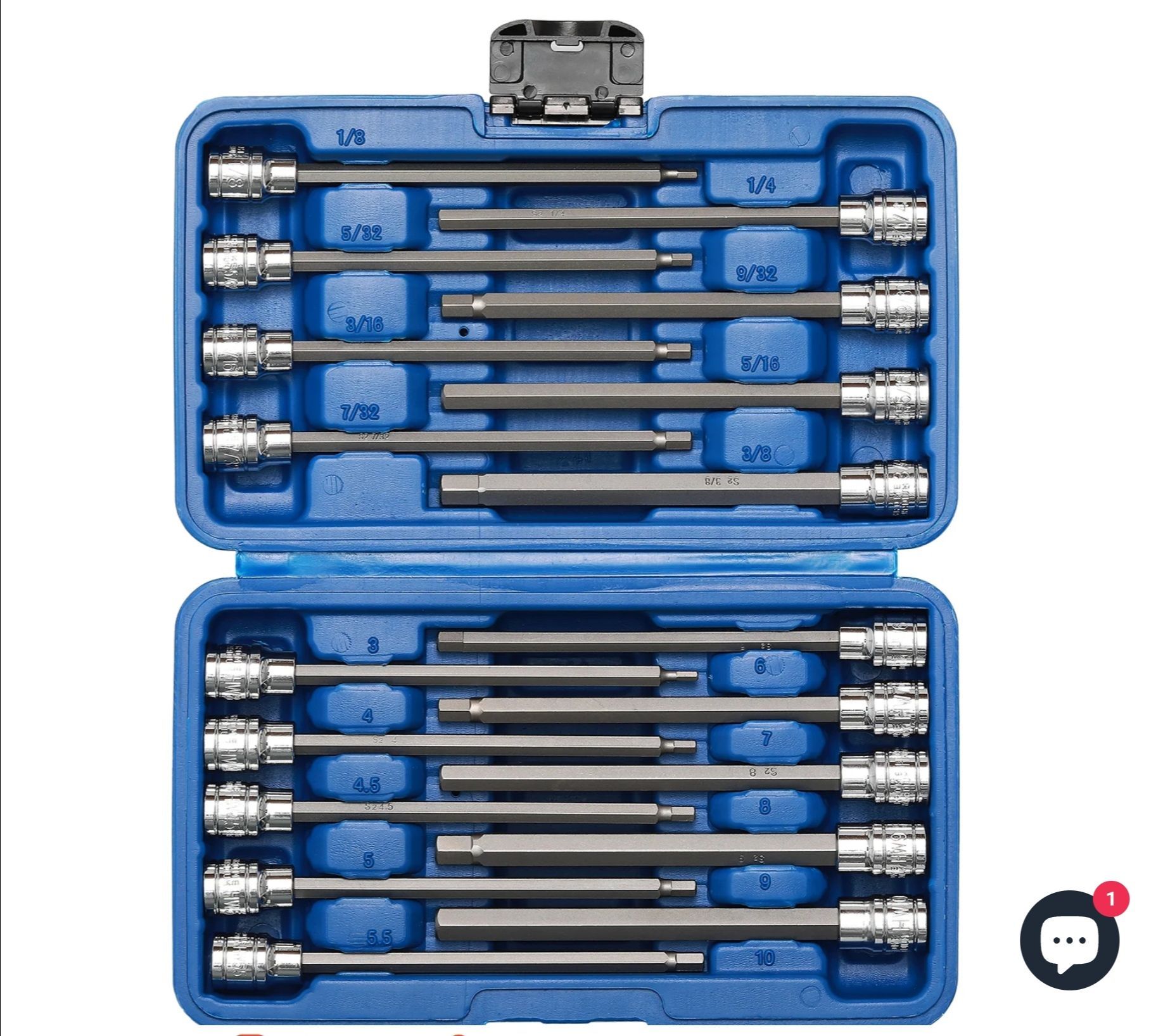 CASOMAN 18-piece hex bit socket set SAE & Metric