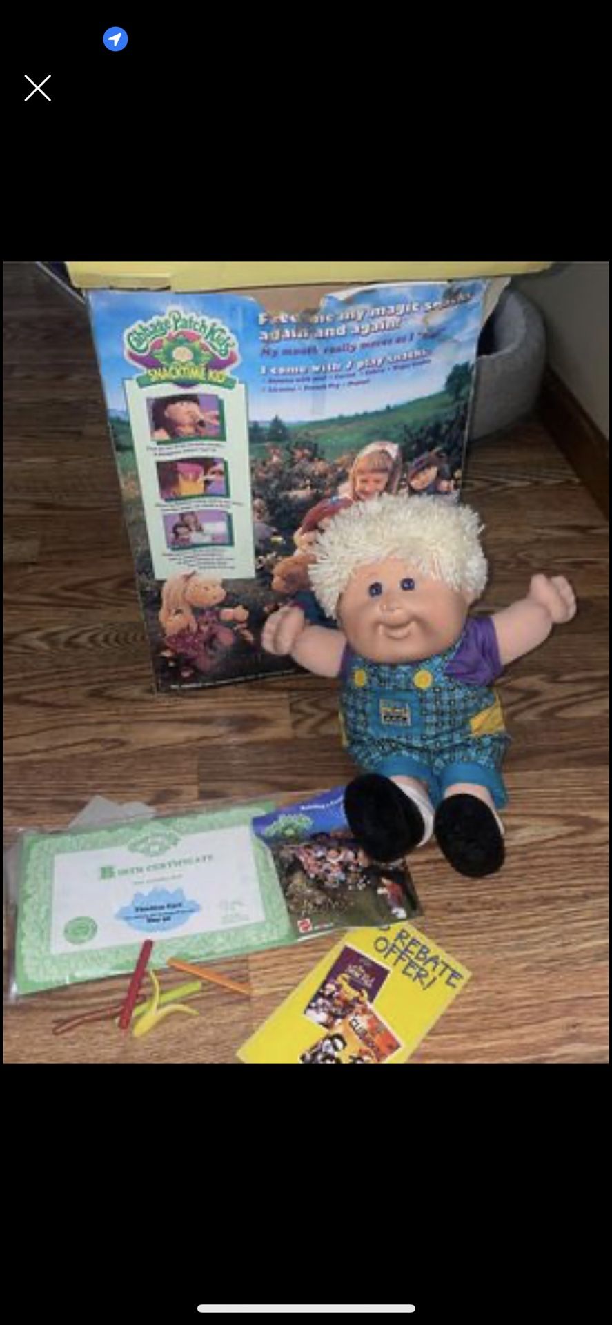 Vintage Snacktime Kid Cabbage Patch Doll In Box 