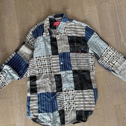 Supreme Patchwork Flannel Button Up Shirt Sz m