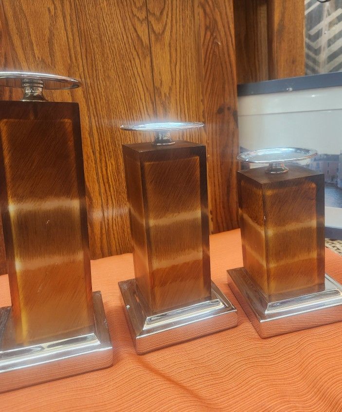 chrome and resin Candle Holder Set