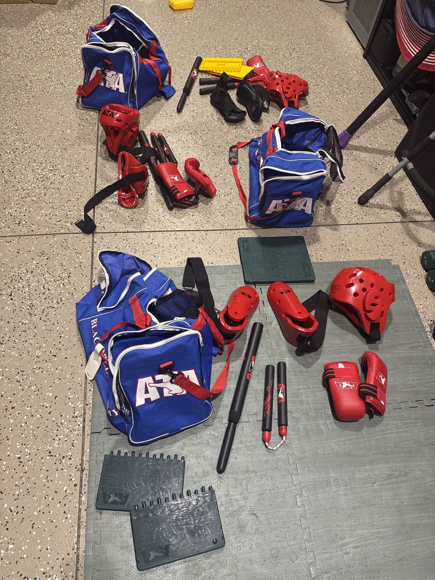 3 complete official ATA Taekwondo sparring/training sets — each set include