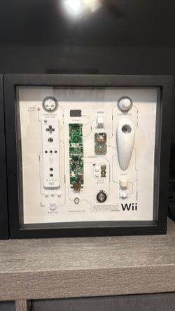 Nintendo Wii Remote + Nunchuck Disassembled Wall Art, Teardown Wii Controller Frame RetroRemix