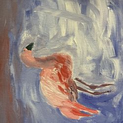 Pink Flamingo Acrylic Painting 
