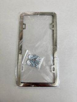 Mirror Chrome License Plate Frames - 2 Pack Stainless Steel, Universal Fit