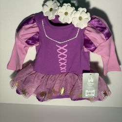 Disney Store Baby Rapunzel Costume Dress Bodysuit Headband 0-3 NWT Princess New