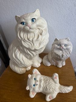 Ceramic Persian Cat Figurine Set of 3