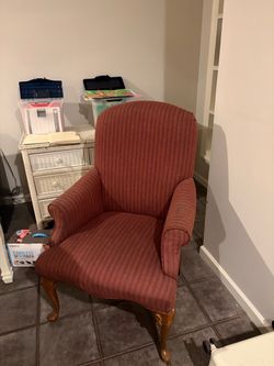 Red Striped Upholstered Armchair