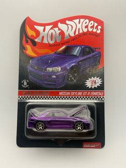Hot Wheels 2020 RLC Nissan Skyline GT-R R34 (BNR34) Purple W/Patch & Button