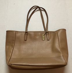 Coach large tan leather tote bag