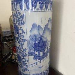 Blue And White Umbrella Stand
