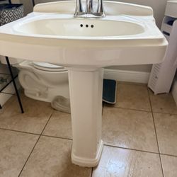 Pedestal Sink With Moen  Faucet 