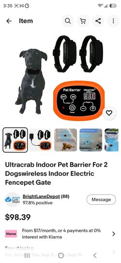 Ultracrab Indoor Pet Barrier For 2 Dogswireless Indoor Electric Fencepet Gate