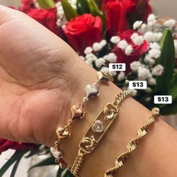 Bracelets•Pulseras Oro Laminado 18K Gold Filled $12 &$13 Each•C/U