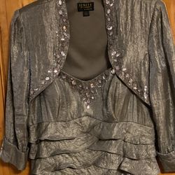 Long, Eloquent  t-strap dress With Bolero Jacket, Size 16