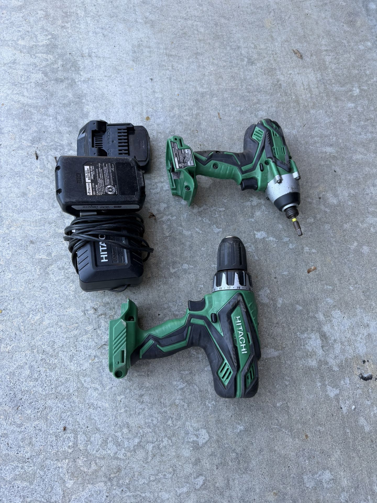 Hitachi Drill & Impact Driver Set with Charger + 2 Batteries