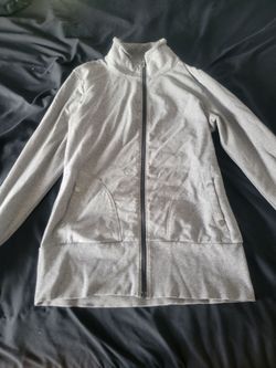 men's long grey zip up jogging sweater