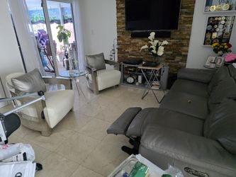 Electry Letter Sofa And 2 White chairs