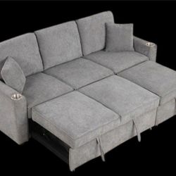Brand New Grey Sectional Sofa Sleeper 