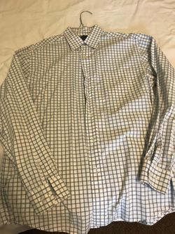 Men’s blue gray check plaid m 38-40 medium dress shirt button front