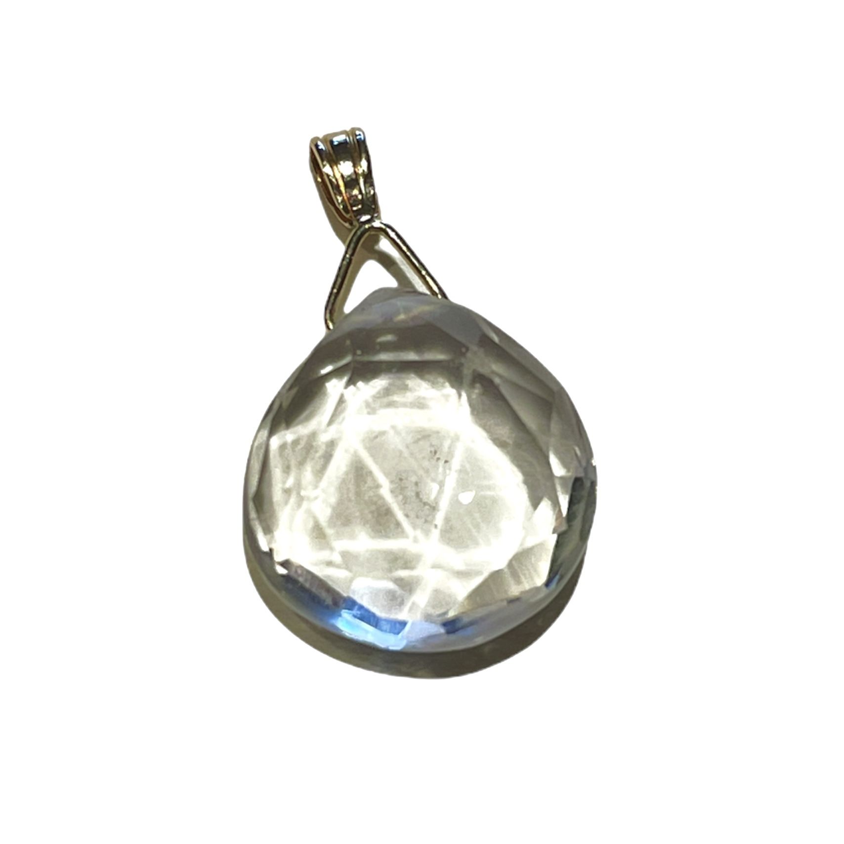 14k Gold Quartz Gemstone Drop Pendant