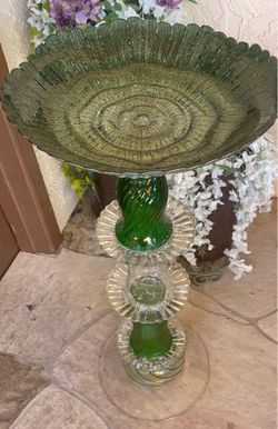 Glass Garden Birdbath