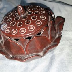 Vintage 5.5" Ceramic Handmade Lotus Incense Burner