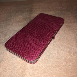 Mundi Pink Jewel Closure Clutch Wallet 7”x3” NWT
