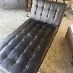 Black Leather Chaise