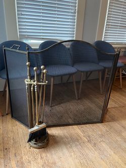 Vintage gold/brass fireplace set