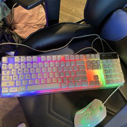 MageGee Gaming Keyboard, Rainbow Backlit LED Wired USB Model K1 - White