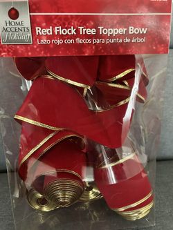 Red Flock Tree Topper Bow