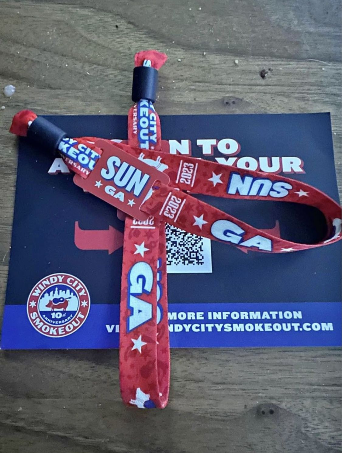 2 Sunday GA Windy City Smokeout 2023 Wristbands