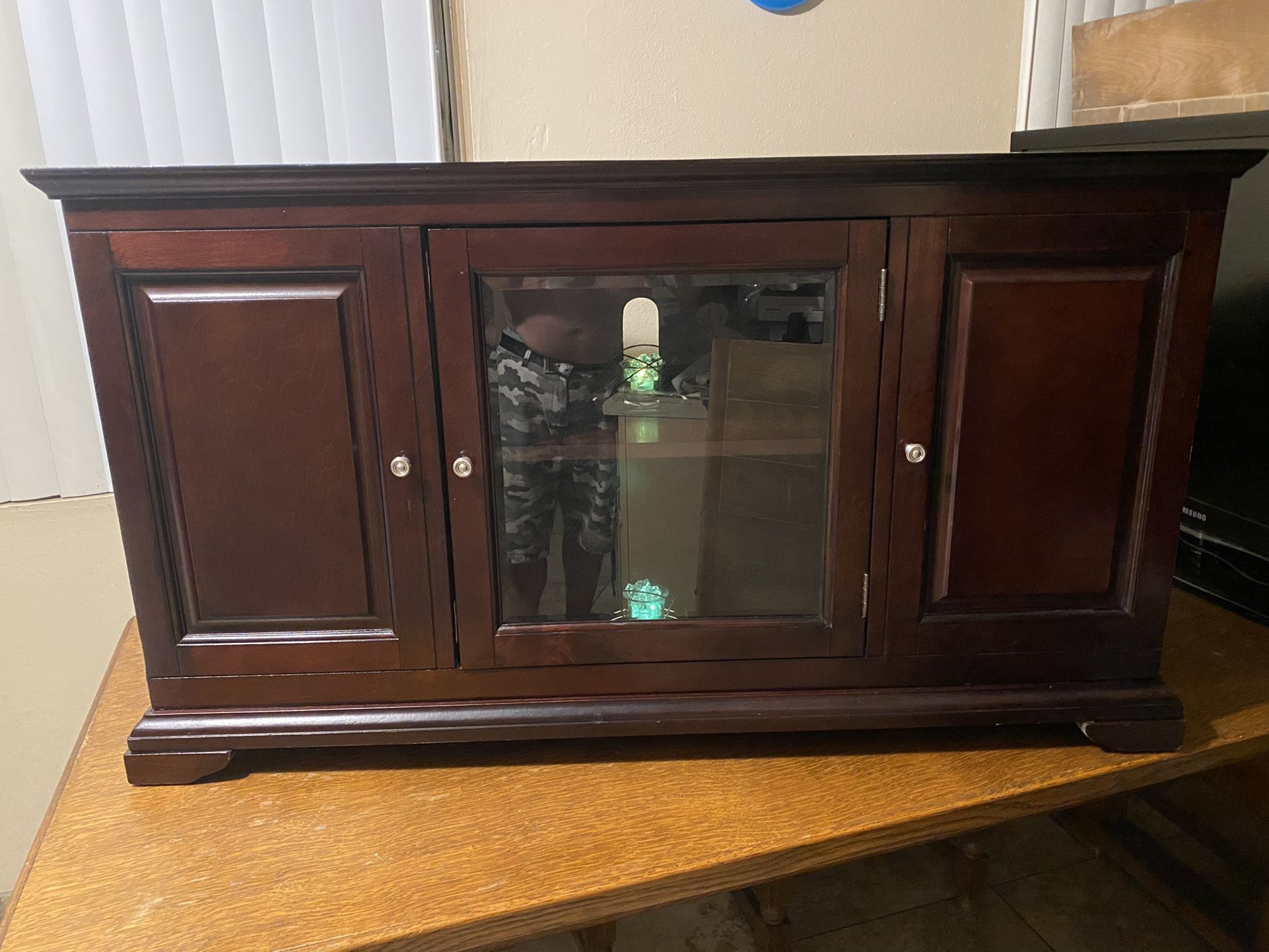 Cherrywood cabinet (real Wood) And with shelves on each end and middle. Check out my other items on my profile page