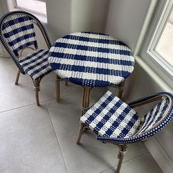 Children Bistro Set - Woven Table And Chairs