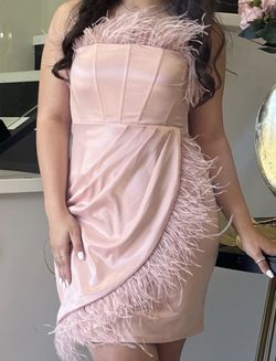 Pink dress with feathers new condition
