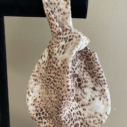 Leopard Print Faux Suede Wristlet 