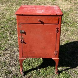 Antique Iron Steel Storage Tool Cabinet With Drawer