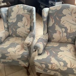 2 Custom Made Wing Back Chairs Perfect Condition