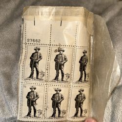 Sam Houston USA 5 Cents Unused Lot of 6 Postage Stamps  Cannot get them off the wax paper 