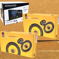 Kenwood Double Din Car Stereo USB Apple Carplay & Android Auto JL Audio C1 Series 6 1/2" 2-Way Coaxial Speaker System 450 W Package 🚨No Credit Needed