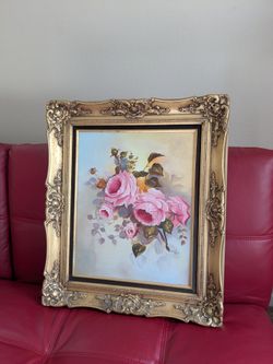 Vintage Signed Floral Artwork – Beautiful Ornate Gold Frame | Roses & Flowes