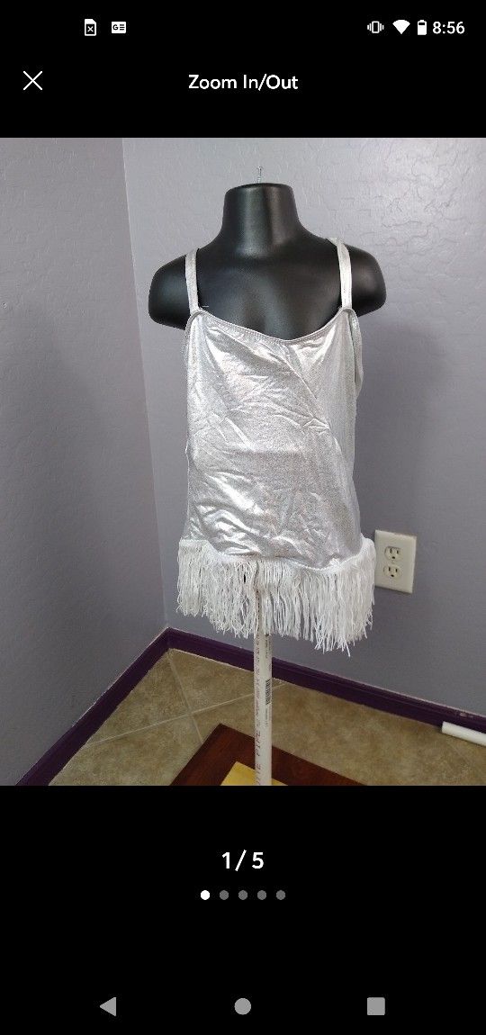Silver child large fringe dance costume