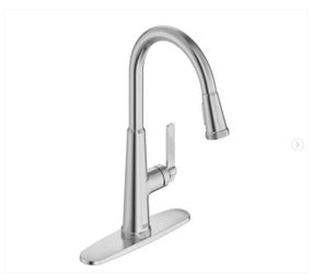 American Standard Eastcourt Single Handle Pull Down Sprayer Kitchen Faucet with Dual Spray in Stainless Steel - New