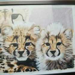 Framed Original Art "Cheetah Family"