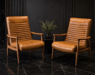 Pair (2)Of Rowan Leather Lounge chairs